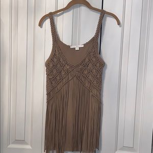 Boston Proper Fringe and Knit Dress Tank